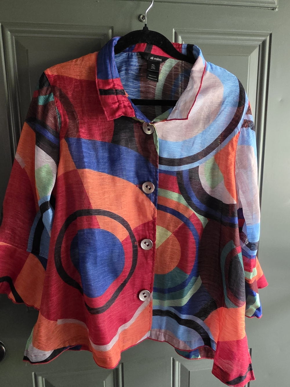 Ali Miles Multicolor Striped Circle-Accent Jacket